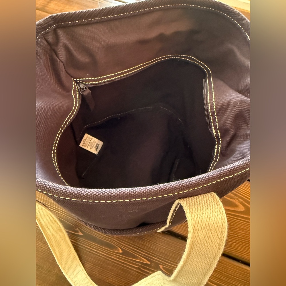 Lands' End Navy Blue Canvas Tote with Cream accents - Picture 3 of 3